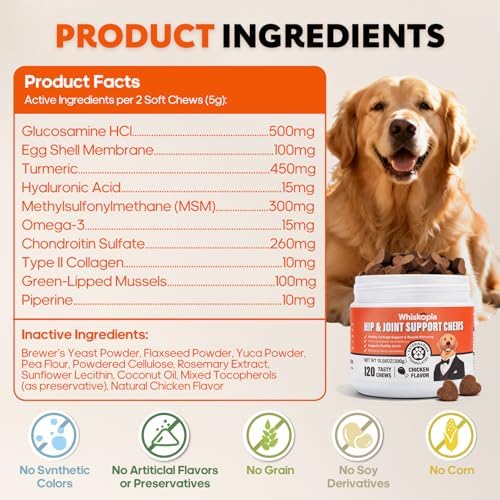 Glucosamine Chews for Dogs, Joint & Mobility Support, 120 Ct