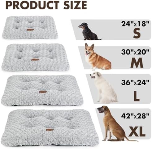 Dog Bed Crate Pad - Rosette Pattern White Velvet Pet Bed Anti-Slip Comfy Kennel Pad for Crates Rosette Grey XL