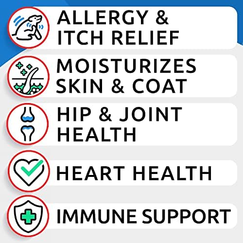 Advanced Dog Allergy + Omega 3 Bundle - Itch Relief - Probiotics w/Fish Oil Omega 3 + EPA&DHA Fatty Acid - Skin Allergies + Joint Health - 120 Chews + 180 Softgels - Bacon + Fish Flavor - Made in USA