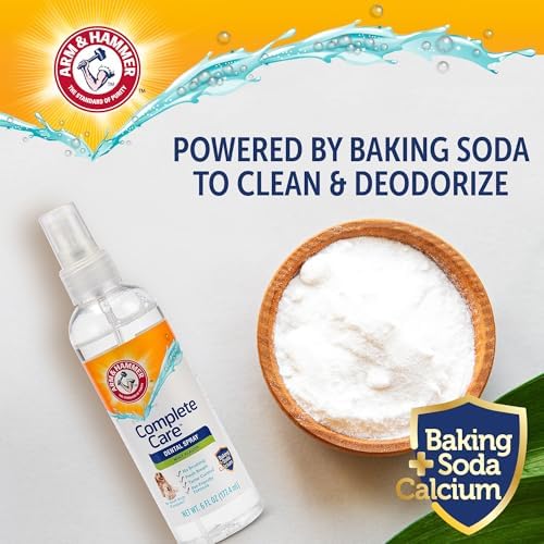 Arm & Hammer Complete Care Dog Dental Spray, Mint, 6 Fl Oz, 2-Pack | Brushless breath freshener with baking soda and calcium supports tooth enamel, fluoride-free formula