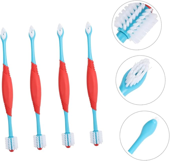 FRCOLOR 8pcs Double-Head Dog Toothbrush Pet Hair Cleaner Brush Soft-bristles Puppy Toothbrush
