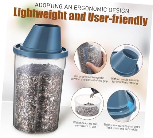 2pcs Clear Pet Food Bucket Airtight Dog Cat Food Storage Container with Easy Pour Spout and Comfortable Grip Moisture Durable Bin for Birds and Pets