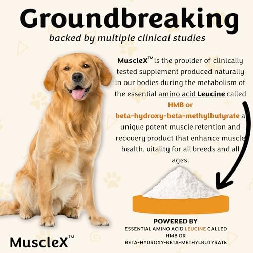 MuscleX™ Canine Muscle Formula Cats & Small Dogs with 300mg CaHMB & Vitamin D3 - Natural Muscl Building Formula-Helps Reduce Muscle Loss Due to Normal Aging & Improves Recovery from Injury(270 Caps)