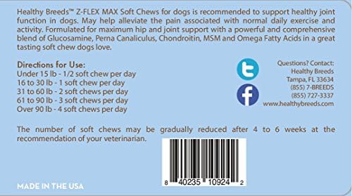 Healthy Breeds Irish Setter Z-Flex Max Hip & Joint Soft Chews 100 Count, Brown