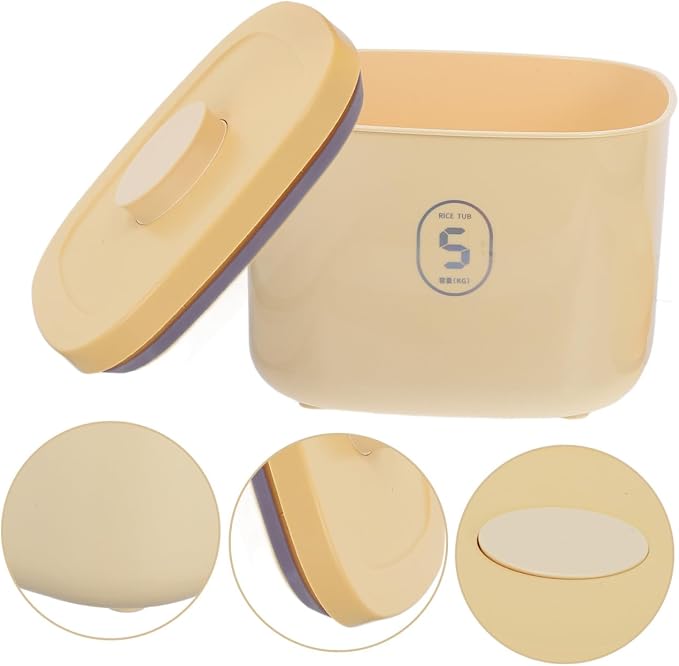 DOITOOL Small Vacuum Sealed Pet Food Storage Container Airtight Cat Food Bin Yellow Plastic Grain Bucket for Household Use