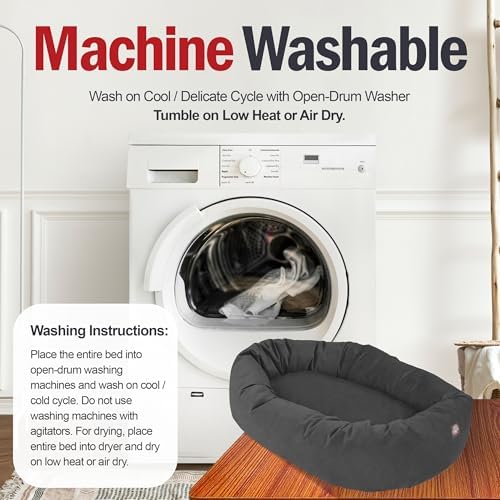 Majestic Pet Suede Calming Dog Bed, 40 Inch Large, Washable, Gray