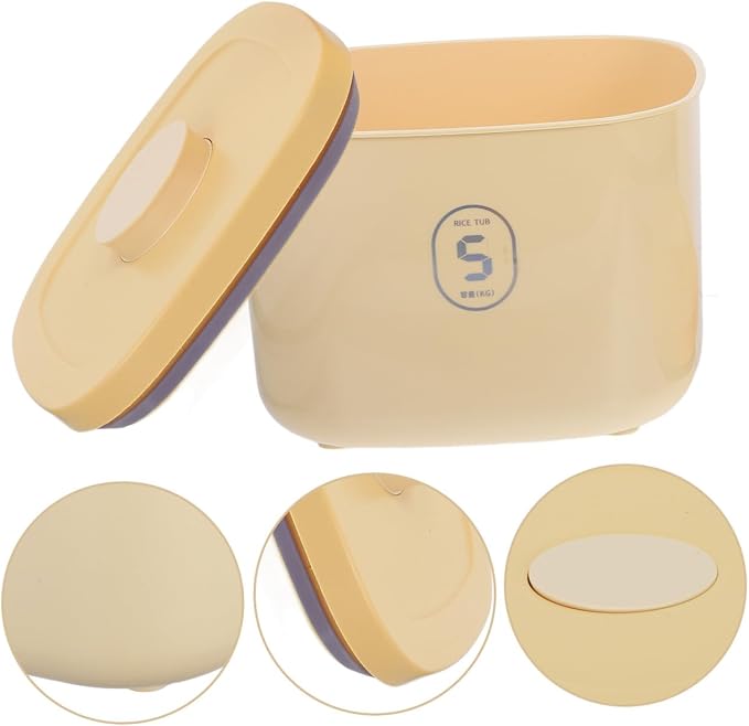 KOMBIUDA Small Dog and Cat Food Storage Container, Airtight Vacuum Seal, Moisture-proof Yellow Plastic Bin for Pet Food Organization and Treats Storage