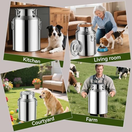 Newget 16lb Stainless Steel Dog Food Storage Container with Scoop, 16lb, Stainless Steel, Stainless steel