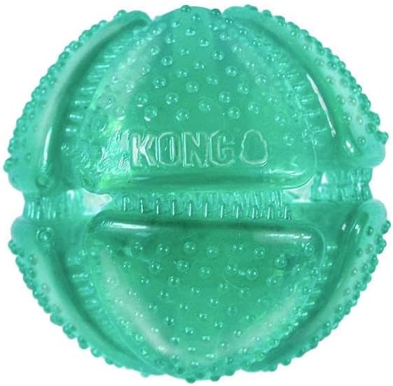KONG Squeezz Dental Ball, Flexible Dental Chew Toy, for Medium/Large Dogs | Flexible Squeezable Dental Toy for Gentle & Mild Chewers, Helps Clean Teeth & Gums During Engaging Play