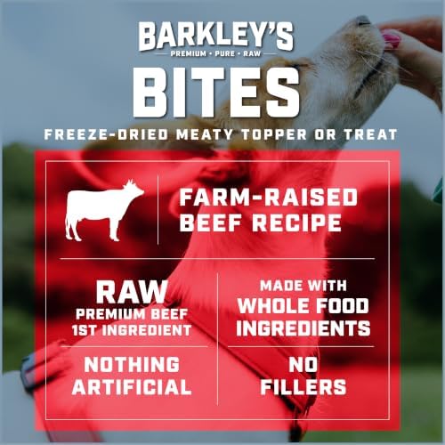 Barkley's Bag Beef Bites, Freeze Dried Dog Treats & Topper, 4 Oz, 3 Pack