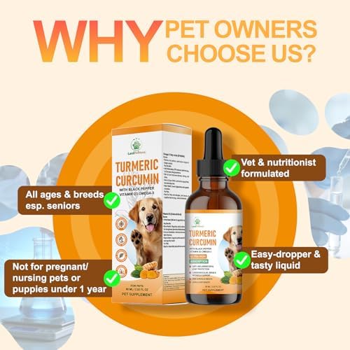 Turmeric Joint Care Drops for Dogs, Natural Hip&Joint Mobility Supplement