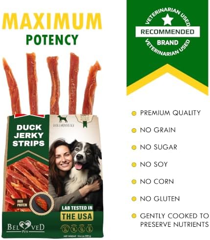 Beloved Pets Duck Jerky Strips Dog Treats - Human Grade, 10.6oz