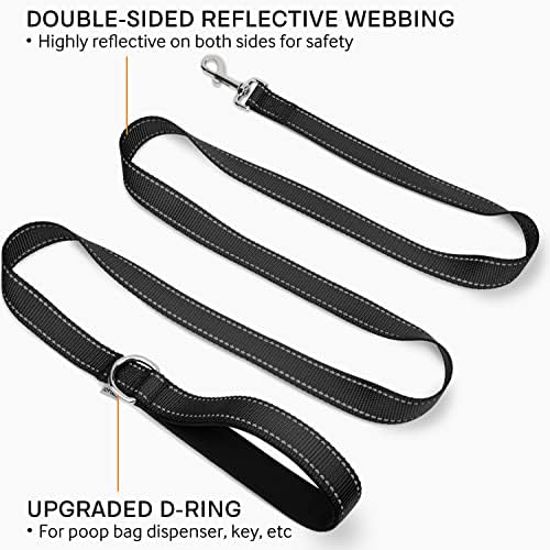 Joytale Dog Collar (10-16") and 6FT x 1" Wide Dog Leash Set, Reflective and Adjustable Nylon Collar and Padded Handle Leash for Small Dogs, Black, S