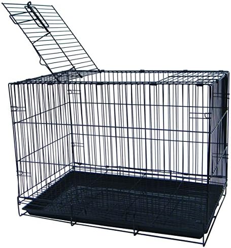 YML Pet Kennel with Wire Body and Plastic Tray (1 Pack), Small, Black (SA20GBLK)