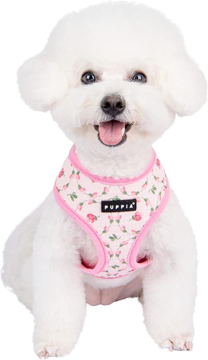 Puppia Spring and Summer Fashion Over-The-Head Dog Harness, Pink_Florian, Extra Large