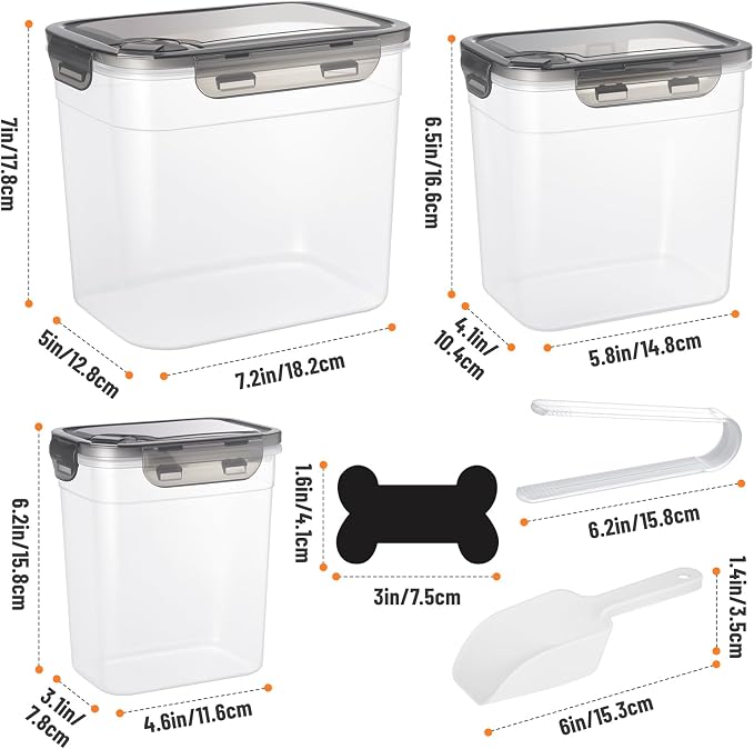 ZooZoo Dog Treat Container, Airtight Pet Food Storage, BPA-Free, 3 Pack