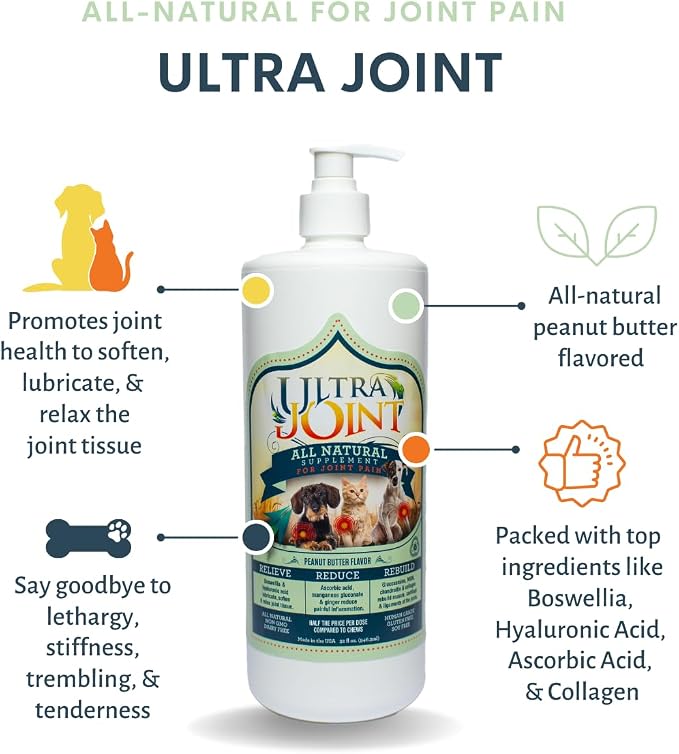 Ultra Joint - Liquid Joint Support Supplement for Dogs, 8 oz Bottle w/Pump