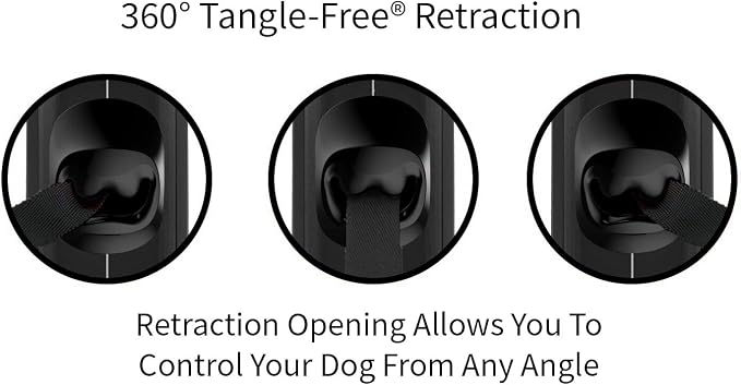 TUG Oval 360° Tangle-Free Retractable Dog Leash | Flashlight Included | Integrated Waste Bag Dispenser Pocket (Small, Black)