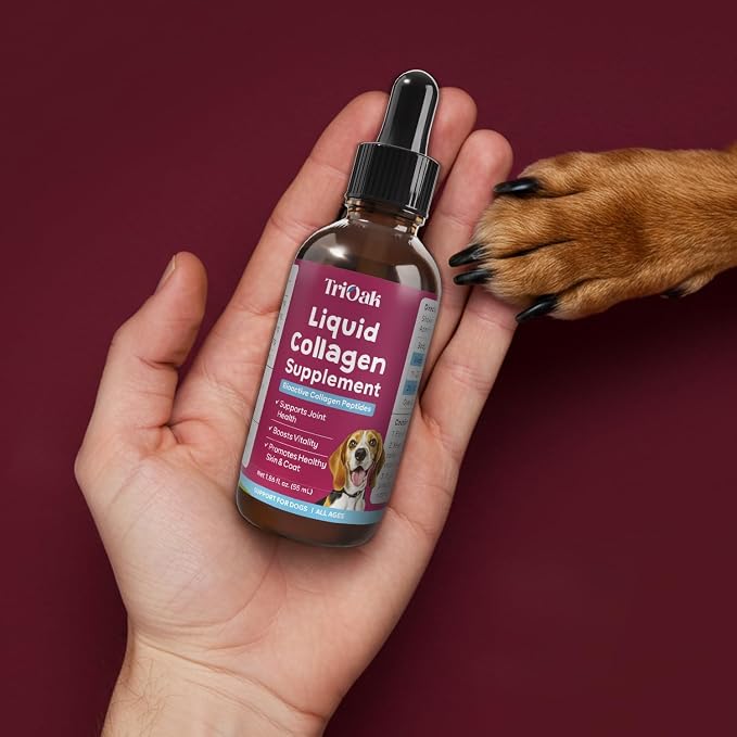 Liquid Collagen Drops for Dogs with Grass-Fed Bioactive Collagen Peptides - 4-in-1 Hip & Joint, Skin & Coat, Itch Relief Support with Vitamin C, Biotin & Hyaluronic Acid - for Dogs Ages