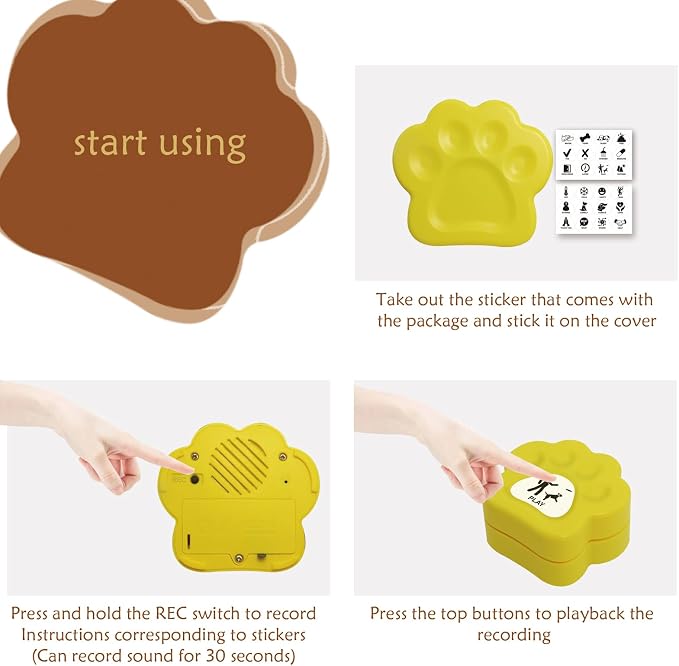 Dog Buttons for Communication, 36 Stickers & Rubber Pad