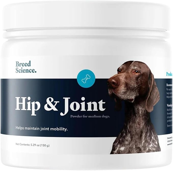 Hip and Joint Food Supplement for Dogs, Medium Breeds- Glucosamine and Chondroitin Powder with Green Lipped Mussel - Pain, Inflammation Relief with Vitamins - Senior Health Supplies for Arthritis