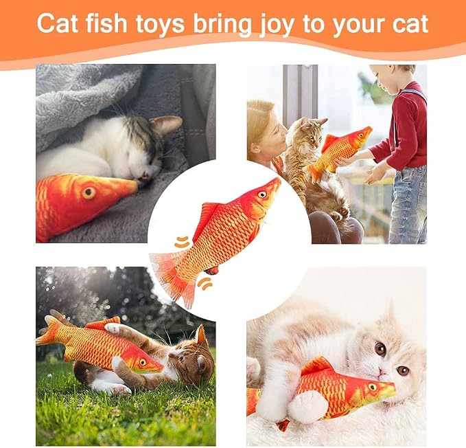 Tocirelo Cat Toys for Bored Indoor Adult Cats - Interactive Cat Toy Catnip | Catnip Kicker Toy for for Indoor Cats,Moving Kitten Kicker Self Play, 11" Electric Flopping Fish for Boredom Kitty Exercise
