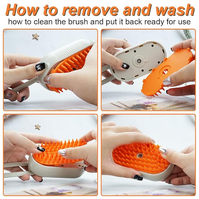 Cat Steam Brush for Shedding - 2026 New Grooming With Steam, Rechargeable Pet Brush for Dogs and Cat,Anti-Static,Massage, Cleaning, Shedding & Combing All In One (Khaki)