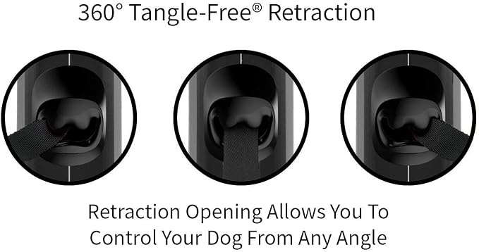 TUG Oval 360° Tangle-Free Retractable Dog Leash with Integrated Waste Bag Dispenser (Large, Grey)