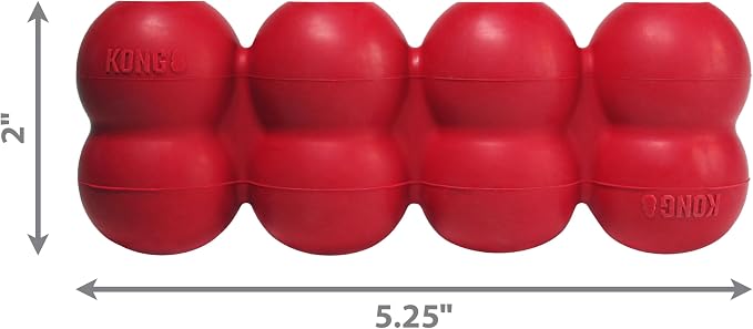 KONG Goodie Ribbon, Stuffable Natural Rubber Dog Toy, for Small Dogs | Stuffable Bone-Shaped Rubber Toy with Four Fillable Goodie Grippers for Fun, Treat-Based Enrichment Play