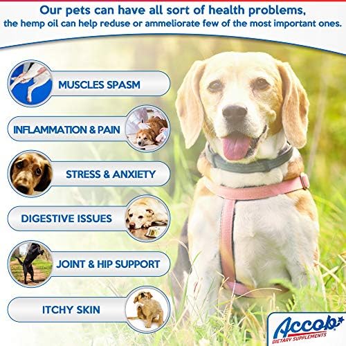 Accob-2 Hemp Oil for Dogs and Cats - 200.000 MG - Hip Joint Pain, Stress Relief, Arthritis,Seizures, Chronic Pains,Anti-Inflammatory - Omega 3,6 & 9 - Organic- Calming Drops