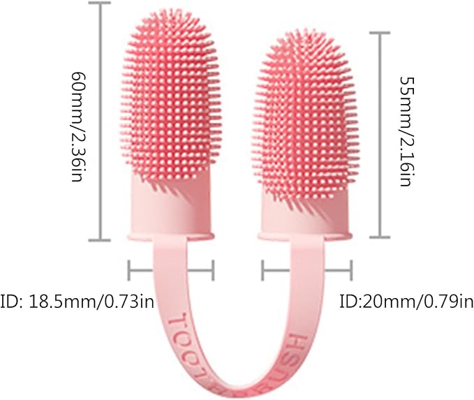 Dog Toothbrush for Teeth Cleaning, 2-Finger Small Finger Brushes with Soft Silicone Bristles, Pet Care for Dogs and Cats, Green