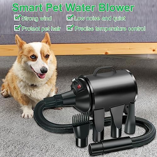 Dog Hair Dryer,3.3HP/2400W High Velocity Professional Dog Pet Grooming Hair Vacuum,Temperature Adjustable Dryer Blower Grooming for Dogs Cats (Black)