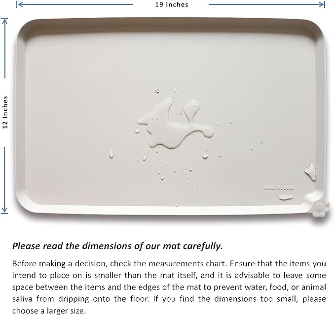 Hoki Found Silicone Pet Food Tray - High-Lips Dog Cat Bowl Mats - Waterproof Dog Cat Food Mats - Colors: Cream Brown