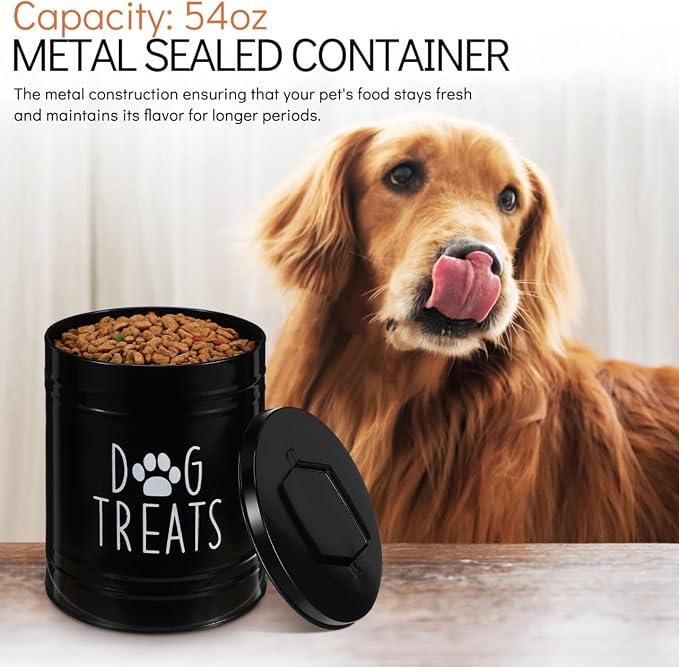Hemoton 1piece Puppy Food Storage Canister Airtight Metal Dog Treat Holder for Rustic Farmhouse Kitchen Counter Easy to Clean and Maintain for Dog Snacks and Supplies