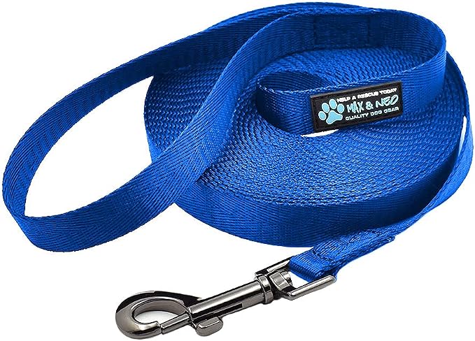 Max and Neo Long Recall Training Leash - We Donate One for One for Every Leash Sold (100 Foot, Blue)