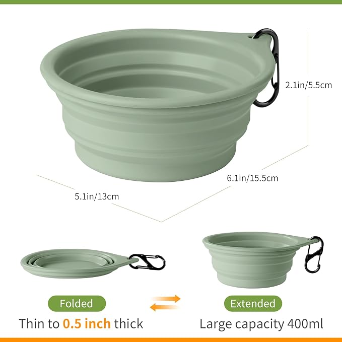 Collapsible Dog Bowls, 2-Piece Puppy Bowl Set