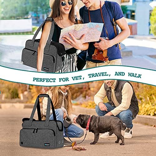 PetAmi Small Dog Purse Carrier, Airline Approved, Soft-Sided Tote, Dark Gray
