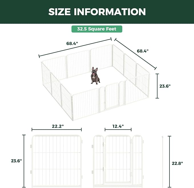 FXW Homeplus Unleashed Indoor Dog Playpen - Stress-Free and Safe Play, Heavy Duty 24 Inch 12 Panels Dog Pen for Puppy and Small Dogs, White│Patented