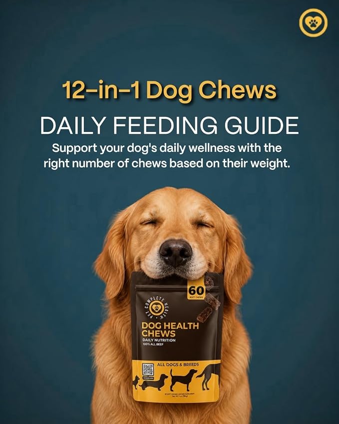 HEALTH |12-in-1 Multi-Nutrient Chews | Daily Nutrition | Pet Treat | Multivitamin for all dogs | Digestive Health supplement | Vital Growth | Hip Joint Care | Glucosamine | Immune Support