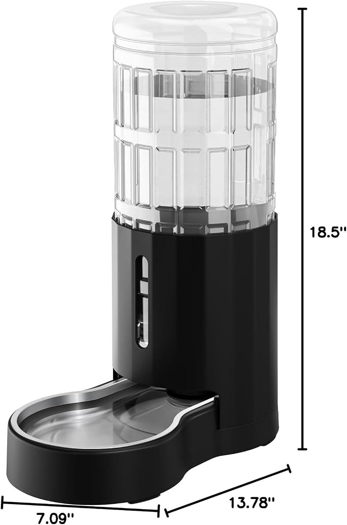 CZPET Dog Water Bowl Dispenser 9.5L, Wider Mouth & Upgraded Brush, Easy Cleaning Automatic Cat Gravity Refilling Waterer with Removable Stainless Steel Bowl, Large Drinking Area for Multi-Pet (Black)