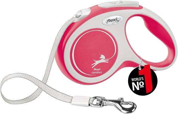 Flexi New Comfort Tape Grey & Red Small 5m Retractable Dog Leash/Lead for Dogs up to 15kgs/33lbs