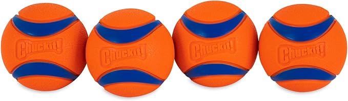 Chuckit! Ultra Rubber Dog Balls 4 Pack | Dog Balls Indestructible Dog Toys Indestructible Dog Ball Compatible with Chuck It Dog Ball Launcher 18M Tennis Ball Launcher | Dog Toy Balls for Dogs Medium