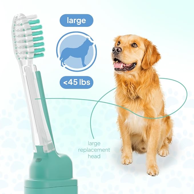 Dog Toothbrush Replacement Heads | 2 Pack | Replace Every Three Months | Reduces Bad Breath | Compatible with Petsie Toothbrush Only (White, Large Dogs)