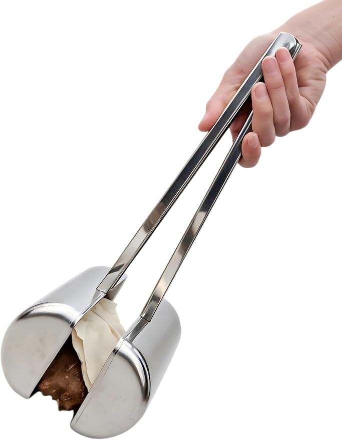 13.5" Stainless Steel Metal Pooper Scooper for Small Dog | Heavy Duty, Very Easy to Use, One-Hand Operation, For Yard & Outdoor Walks, Works on Grass, Gravel, Concrete