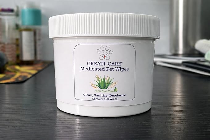 Creati Care Dog Ear Cleaner Wipes, Medicated Chlorhexidine Ketoconazole, 100 Wipes