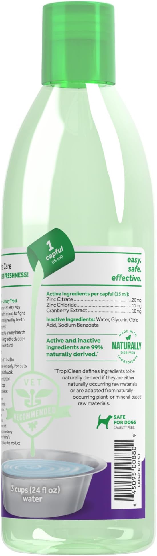 TropiClean Fresh Breath Cat Dental Water Additive, + UTI Support, 16oz