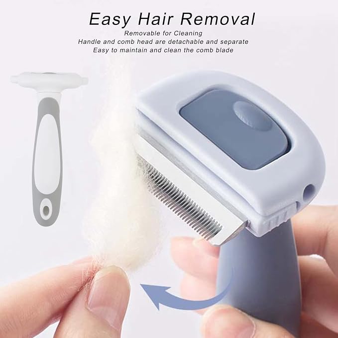 Pet Grooming Brush Detachable Comb Comfortable Handle Cat Pet Deshedding Brush for Small Medium, Small