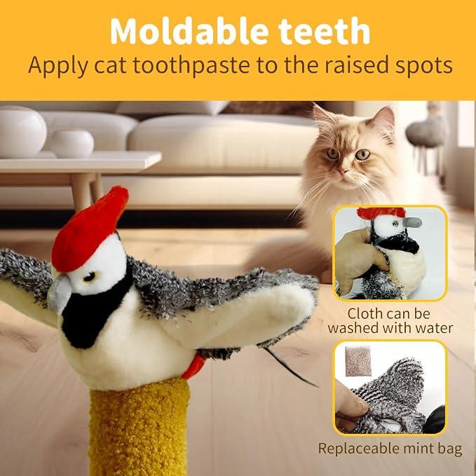 BAUFIX 2026 New Funny Flapping Bird Cat Toy, Flying Bat Toy for Dogs, Cute Motion-Activated Bird Toy with Flapping Wings for Indoor Pets (Fat Bat)
