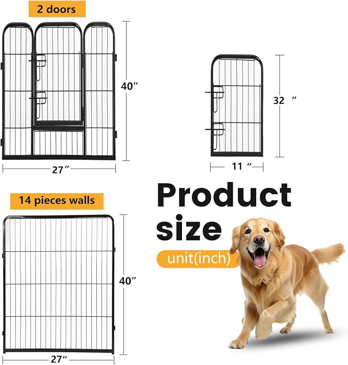 FDW Dog Playpen Kennel, 40in 16 Panels