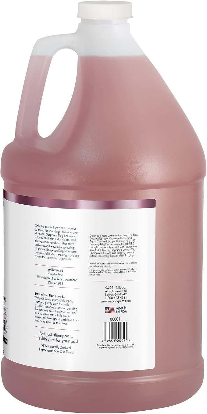 Bobbi Panter Whitening Dog Shampoo Aloe Vera, Chamomile, Jojoba & Lavender – Brightening Natural Formula for All Coats, Enhances Shine & Softness, Tear-Free, 20:1 Concentrate, 1 Gallon (Case of 4)
